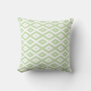 Pale green and white diamond pattern cushion