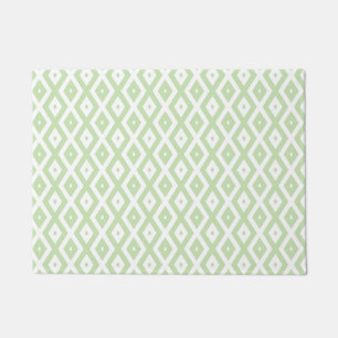 Pale green and white diamond pattern doormat