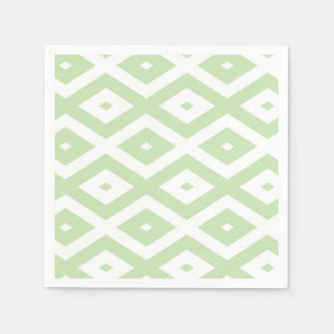 Pale green and white diamond pattern napkin
