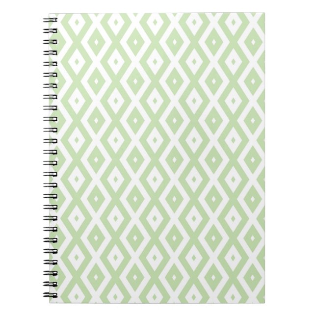 Pale green and white diamond pattern notebook (Front)