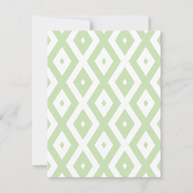 Pale green and white diamond pattern RSVP card (Front)