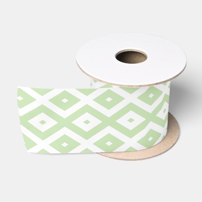 Pale green and white diamond pattern satin ribbon (Spool)