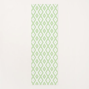 Pale green and white diamond pattern yoga mat