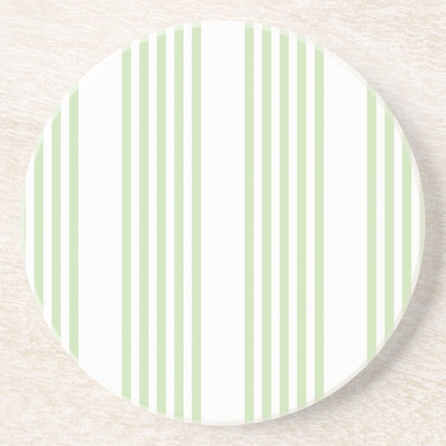Pale green and white five stripes pattern coaster (Front)