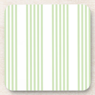 Pale green and white five stripes pattern coaster