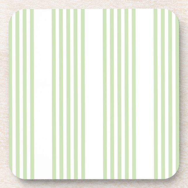Pale green and white five stripes pattern coaster (Front)