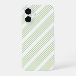 Pale green and white five stripes pattern iPhone 16 case