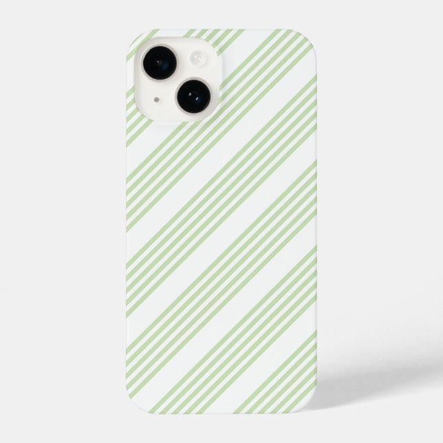Pale green and white five stripes pattern iPhone case (Back)