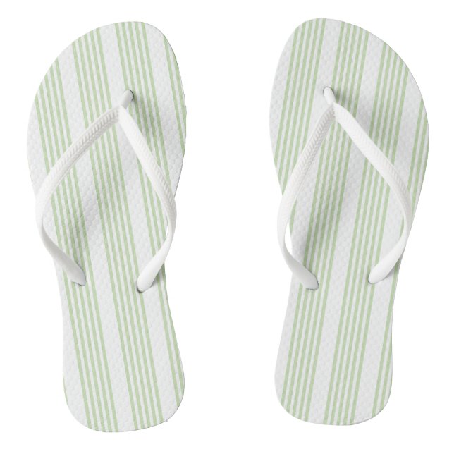 Pale green and white five stripes pattern jandals (Footbed)