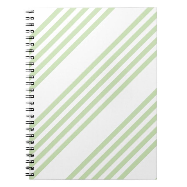 Pale green and white five stripes pattern notebook (Front)
