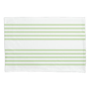 Pale green and white five stripes pattern pillowcase