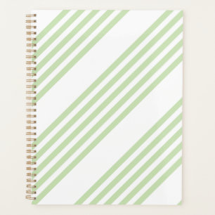 Pale green and white five stripes pattern planner