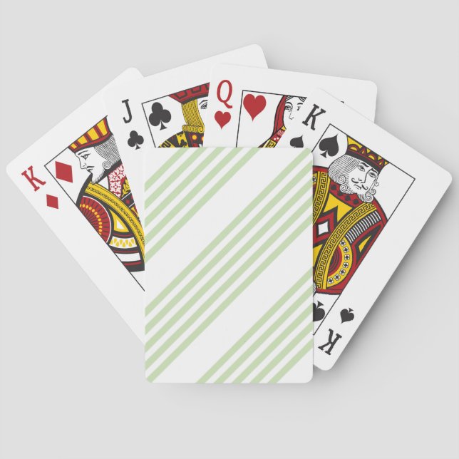 Pale green and white five stripes pattern playing cards (Back)