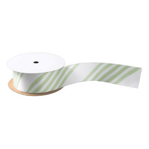 Pale green and white five stripes pattern satin ribbon