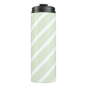 Pale green and white five stripes pattern thermal tumbler