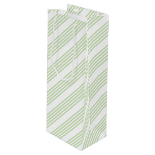 Pale green and white five stripes pattern wine gift bag