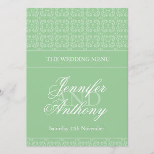 Pale green banded wedding dinner menu