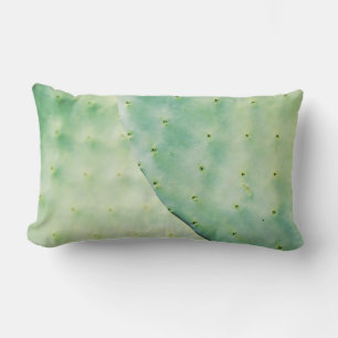 Pale Green Barbary Fig Pear Leaves Cushion Pillow