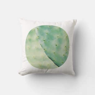 Pale Green Barbary Fig Pear Leaves Cushion Pillow
