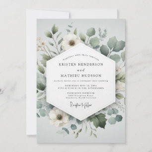 Pale Green Botanical Romance Wedding Invitation