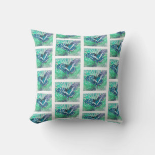 Pale Green Butterfly Pattern Cushion