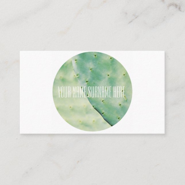 Pale Green Cactus Fig Organic Feel Business Card (Front)