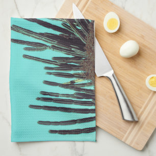 Pale Green Cactus Succulent Plants Minimalism Tea Towel