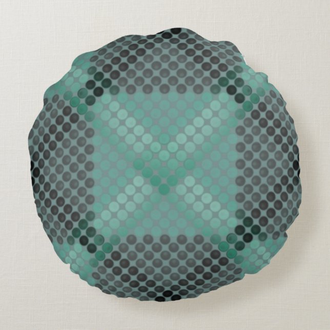 Pale green circle or balls texture, forming square round cushion (Back)