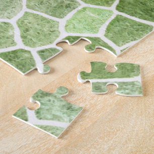Pale Green Cobbled Patchwork Terrazo Pattern Jigsaw Puzzle