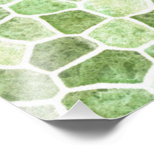 Pale Green Cobbled Patchwork Terrazo Pattern Photo Print