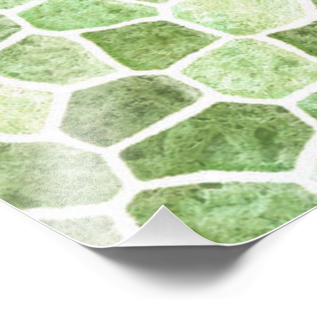 Pale Green Cobbled Patchwork Terrazo Pattern Photo Print (Corner)