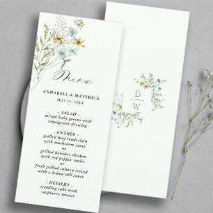 Pale Green Delicate Wildflower Modern Boho Wedding Menu