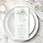 Pale Green Elegant Watercolor Wildflower Wedding  Menu<br><div class="desc">This elegant wedding menu features beautiful hand-painted watercolor wildflowers arranged as a bouquet,  perfect for spring,  summer,  or fall weddings. For more advanced customisation of this design,  please click the BLUE DESIGN TOOL BUTTON above!  Matching items are also available.</div>
