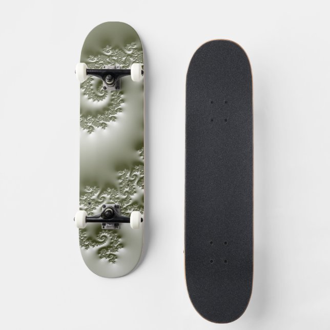 Pale green fractal design necktie skateboard (Front)