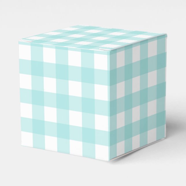 Pale Green Gingham Plaid Party Favour Gift Box (Front Side)