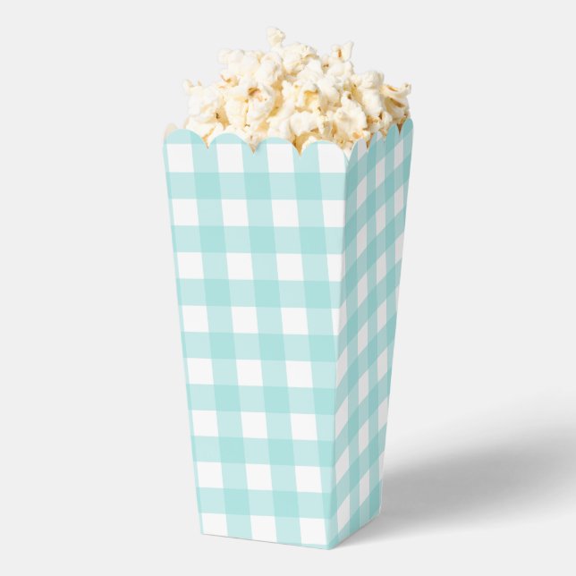 Pale Green Gingham Plaid Party Favour Popcorn Box (Popped)