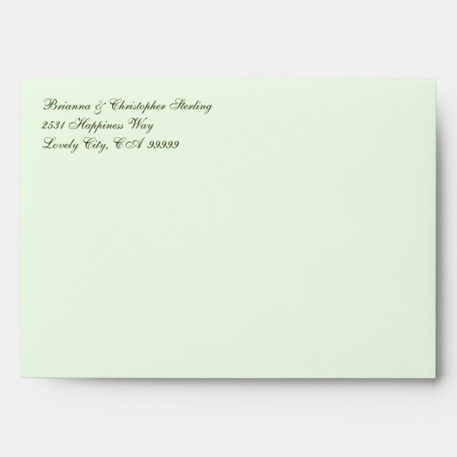 Pale Green Invitation Envelopes - Olive  Damask (Front)