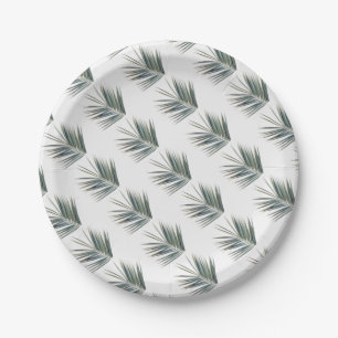 Pale green leaf paper plate