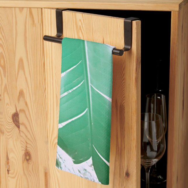 Pale Green Pastel Banana Tree Leaf  Tea Towel (Thirds Fold)
