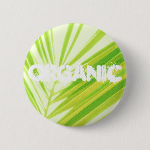 Pale Green Pastel Palm Leaves 6 Cm Round Badge