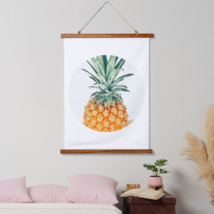 Pale Green Pastel Pineapple Organic Feel Hanging Tapestry