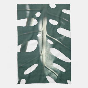 Pale Green Pastel Swiss Cheese Plant Tea Towel