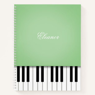 Pale Green Piano Music Keyboard Custom Notebook