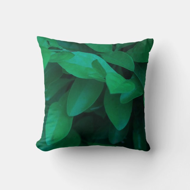 Pale Green Plant Leaves Throw Pillow Cushion (Front)