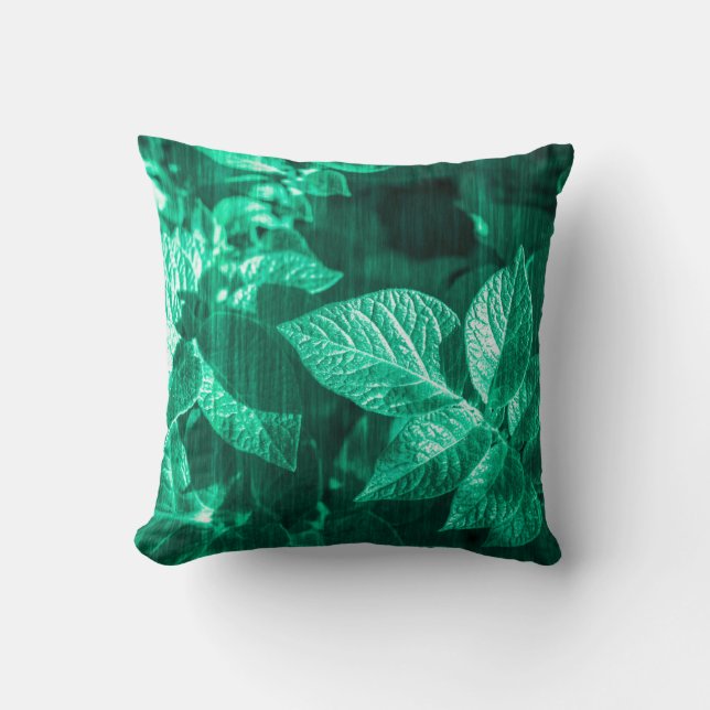 Pale Green Potato Leaves Cushion Throw Pillow (Front)