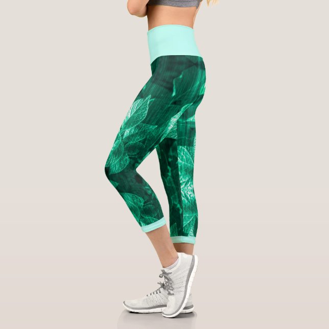 Pale Green Potato Plant Leaves Leggings (Left)