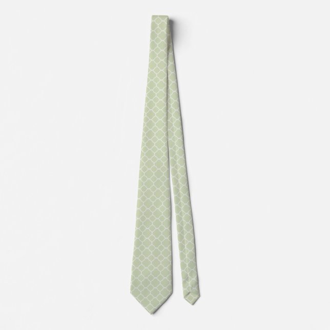 Pale Green Quadrefoil Double Sided Neck Tie (Front)