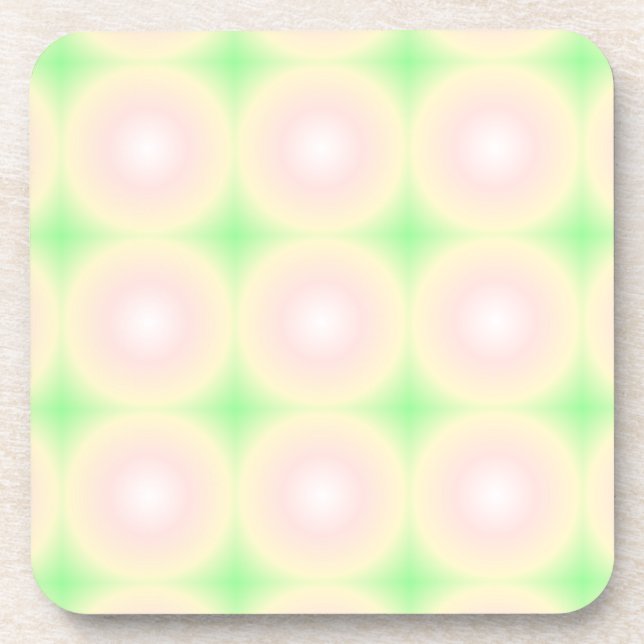Pale Green Rose White 3D Optical Gradient Pattern Coaster (Front)
