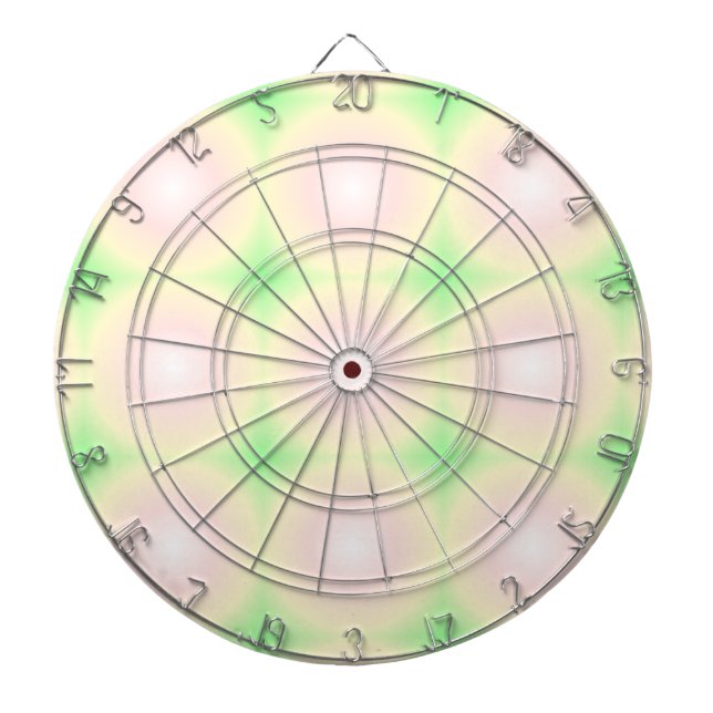 Pale Green Rose White 3D Optical Gradient Pattern Dartboard (Front)