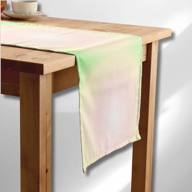 Pale Green Rose White 3D Optical Gradient Pattern Short Table Runner (Creator Uploaded)